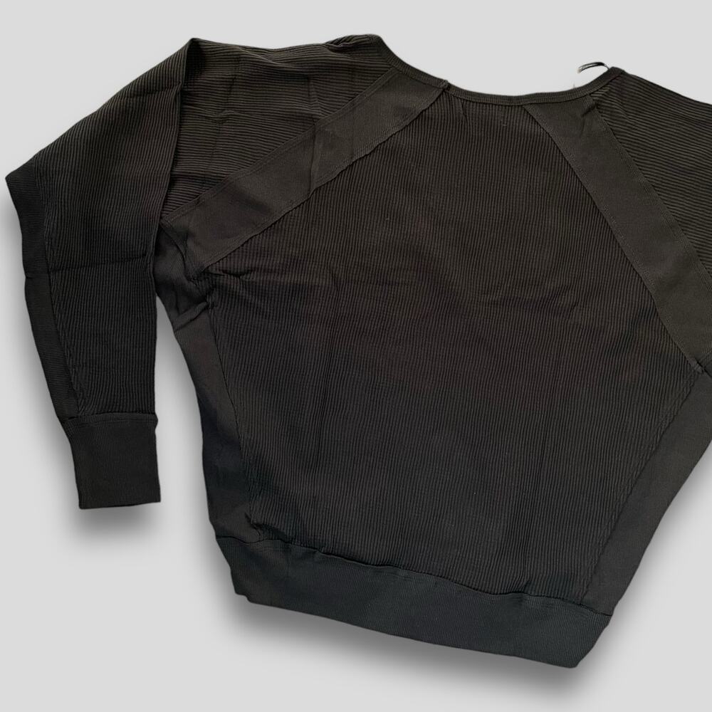 NWT FREE PEOPLE SANTA CLARA BOHO WESTERN COTTON THERMAL WAFFLE BLACK SMALL - Picture 4 of 11